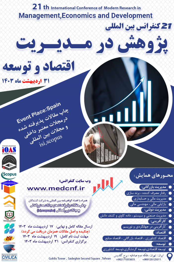 21th International Conference of Modern Researches in Management,Economics and Development